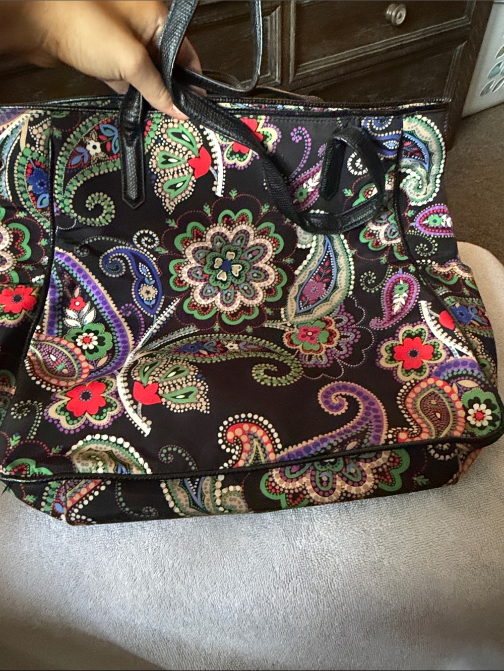 Vera Bradley Black Multi Floral Paisley Tote